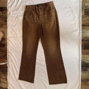 Lauren Jeans Co. Ralph Lauren Gold Studded Bootcut Tan Brown Denim Equestrian 8P